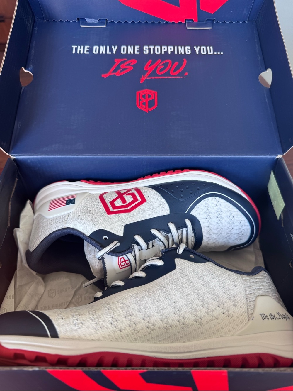 Women’s NIB Born Primitive Savage 1 Betsy Ross- White Navy Red Performance